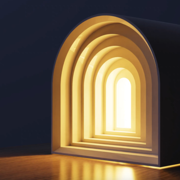 白色水泥拱形夜燈 