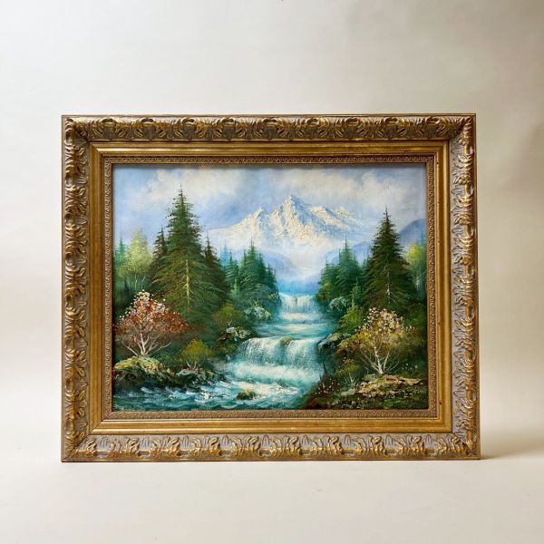 雕花框風景油畫 