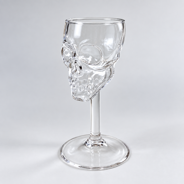 骷髏頭 玻璃高腳酒杯 