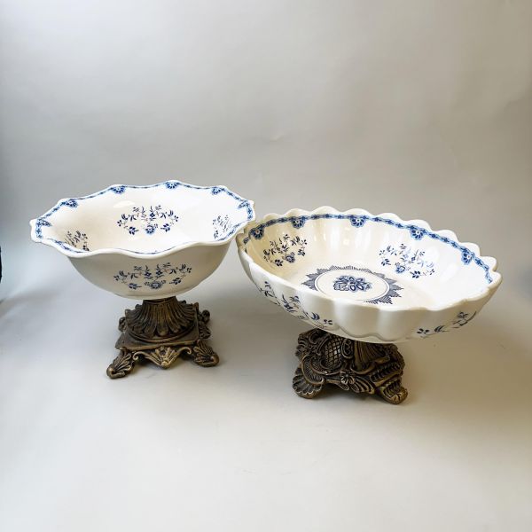 陶瓷雕花高腳點心盤/水果盤 