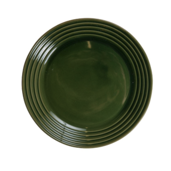 深綠同心圓陶瓷餐盤 