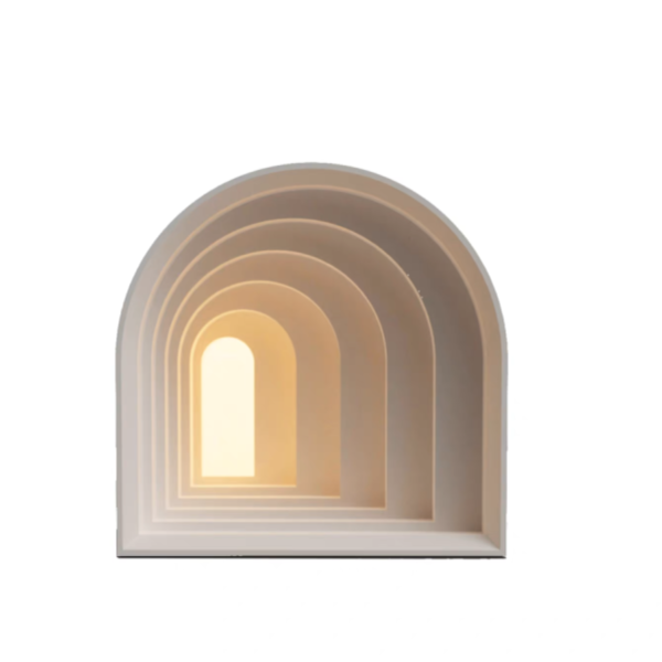 白色水泥拱形夜燈 