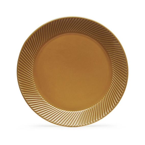 黃色斜紋陶瓷餐盤 