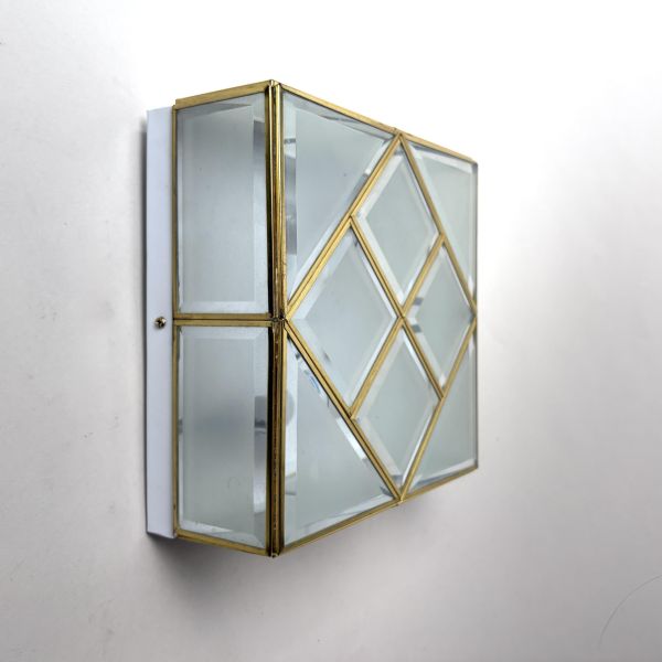 鑲嵌菱格紋玻璃壁燈/吸頂燈 