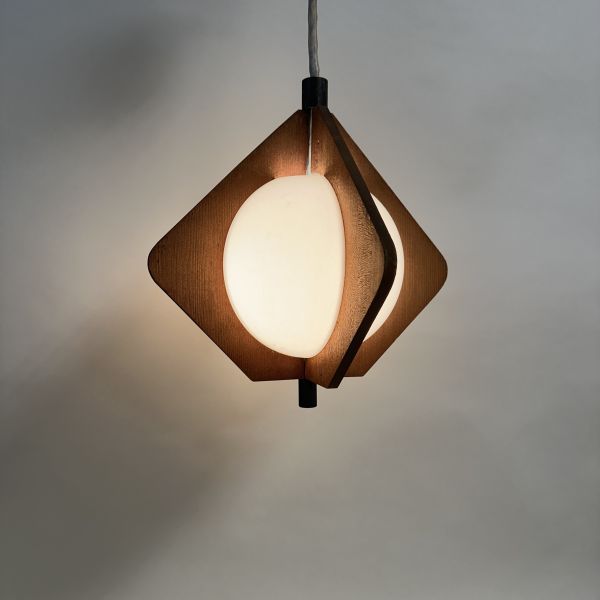 實木四角吊燈 