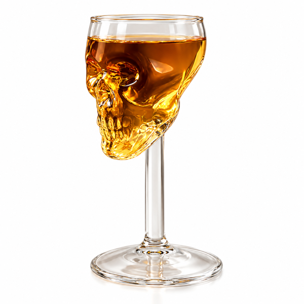 骷髏頭 玻璃高腳酒杯 