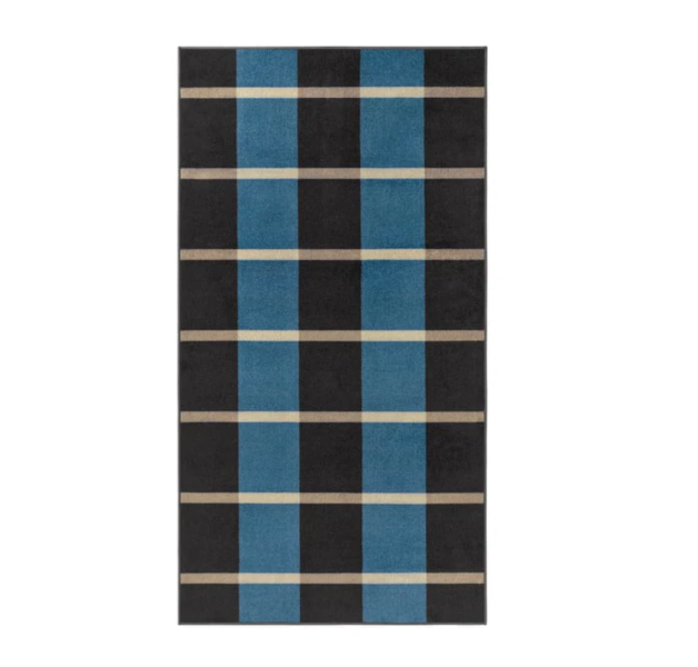 藍黑格紋地毯 
