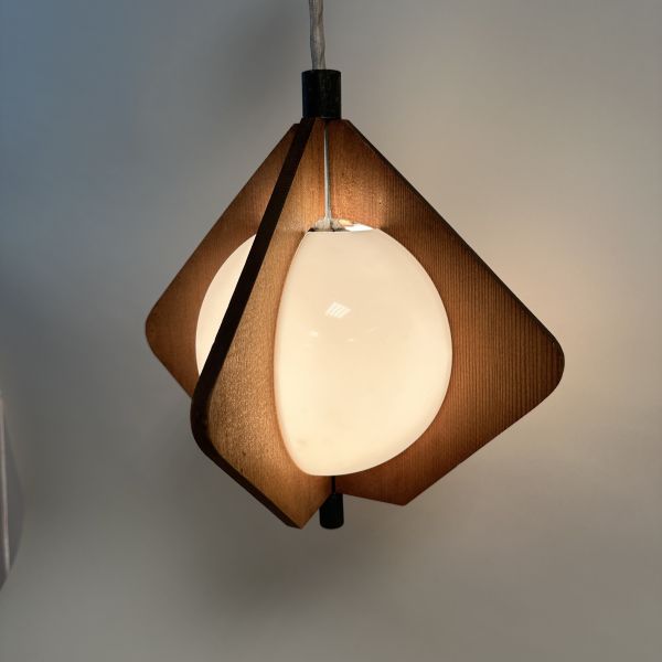 實木四角吊燈 