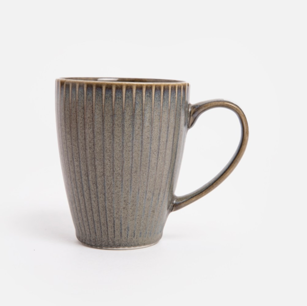 刻紋深灰陶瓷馬克杯 