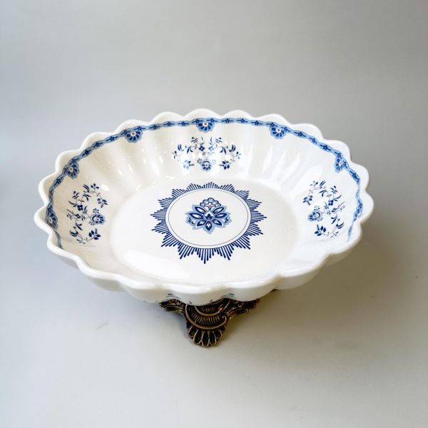 陶瓷雕花高腳點心盤/水果盤 