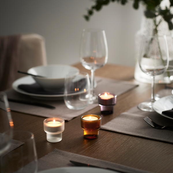 三色玻璃燭台組 