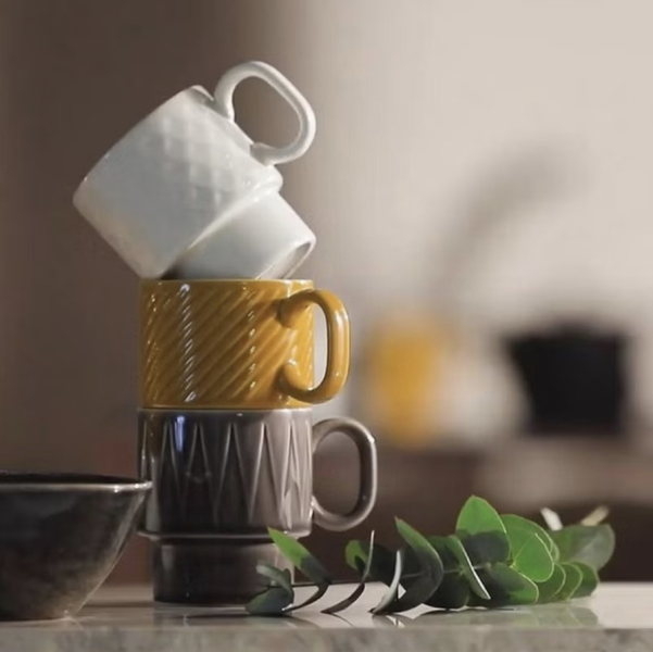 幾何紋路陶瓷咖啡杯/3色可選 