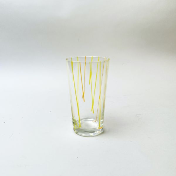 黃橘線條玻璃杯 