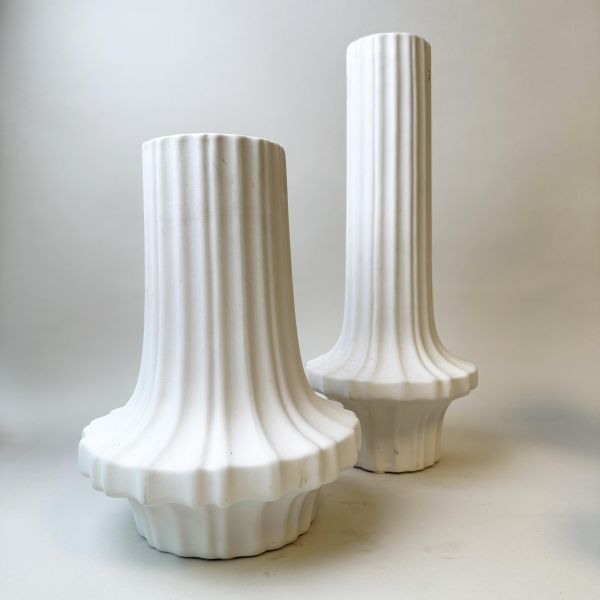 白色噴砂線條花瓶 