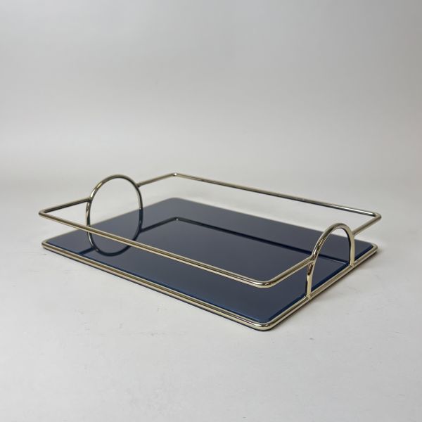 黑玻璃雙耳拖盤 