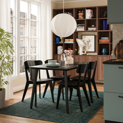 黑色實木貼皮餐桌/工作桌 