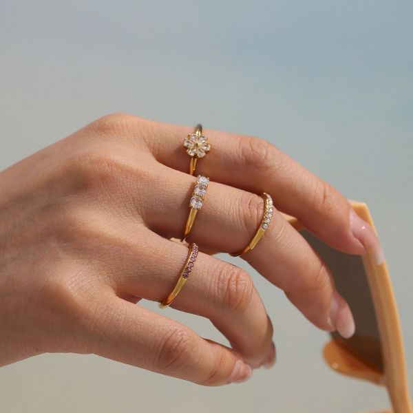 （多款可選）醫療鋼鍍18K金 鋯石戒指系列 