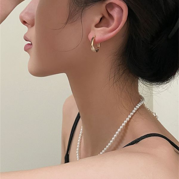 925銀針 美拉德色滴釉圓圈耳扣 