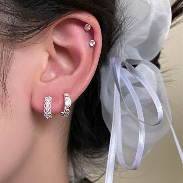 925銀針 經典鏤空花邊耳扣 