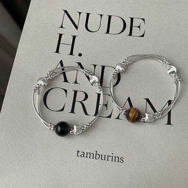 925純銀 個性天然石串珠雙層手鍊 