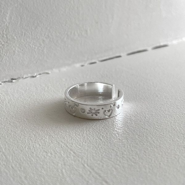 925純銀 可愛手繪線條戒指 