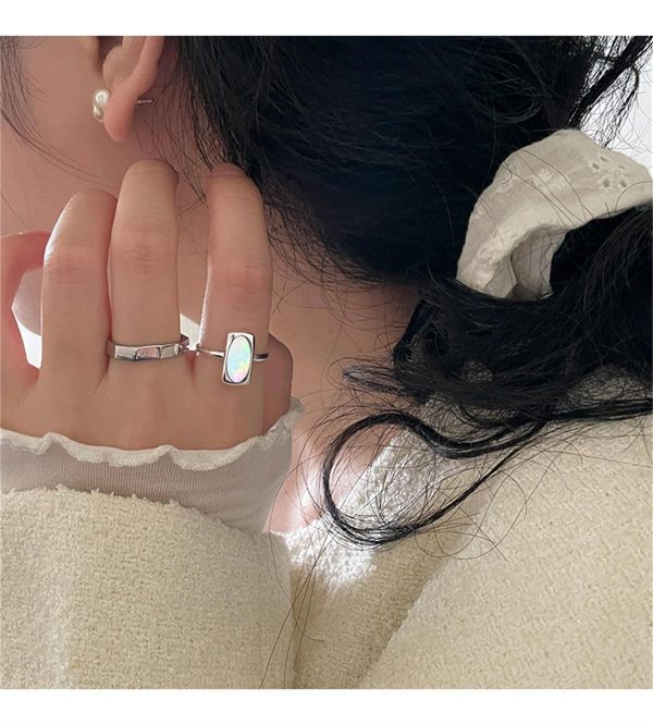 925純銀 經典長型貝殼戒指 