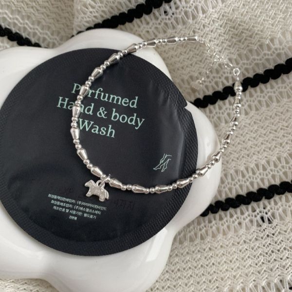 925純銀 素銀小馬好運手鍊 