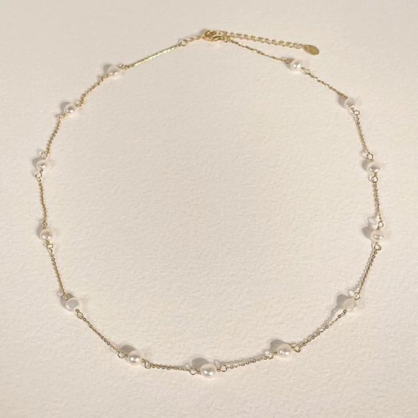 925純銀 淡水珍珠細款鎖骨鍊 