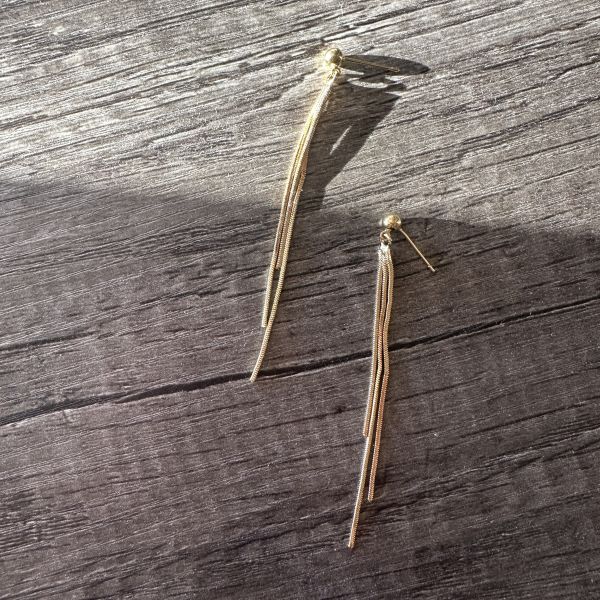 925銀針 極簡金色流蘇耳環 