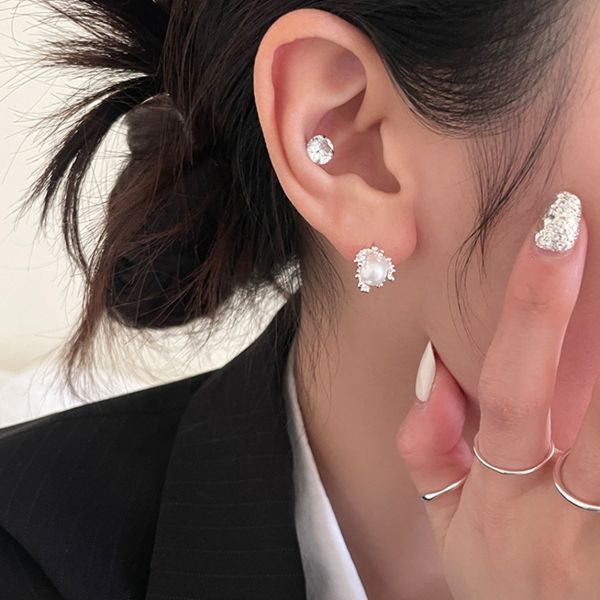 925銀針 法式巴洛克珍珠耳釘 