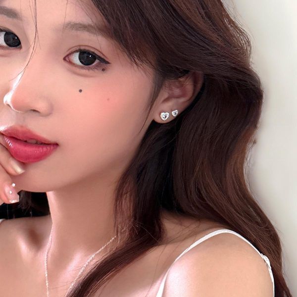 925銀針 滿鑽鋯石愛心耳環 