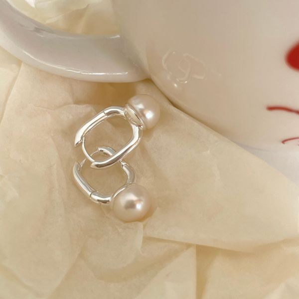 925純銀 天然珍珠簡約造型耳扣 