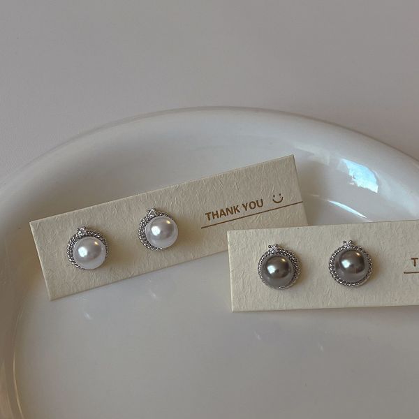 925純銀 法式麻花珍珠小耳環 