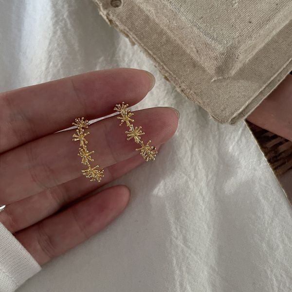925銀針 立體煙花C型耳環 