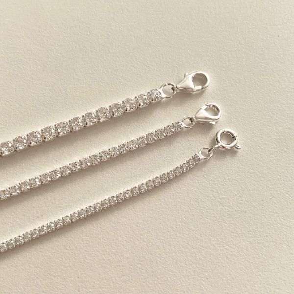 925純銀 滿版鋯鑽手鍊（多尺寸） 