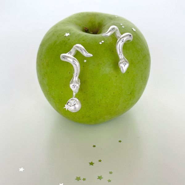 925銀針 童趣小蛇蘋果造型耳環 