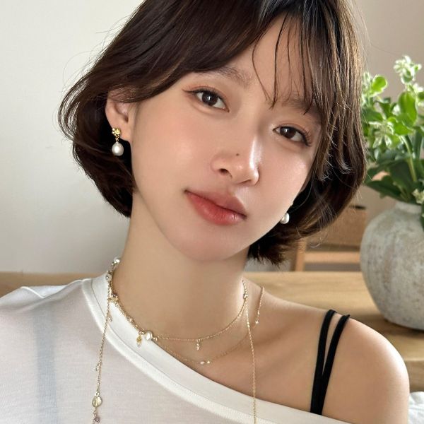 925銀針 不規則塊狀天然珍珠耳環 