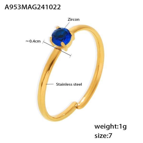 鈦鋼 金色經典單爪鋯石戒指（多款可選） 