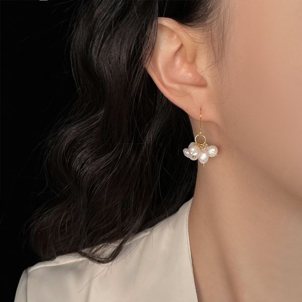 天然珍珠團簇耳環 