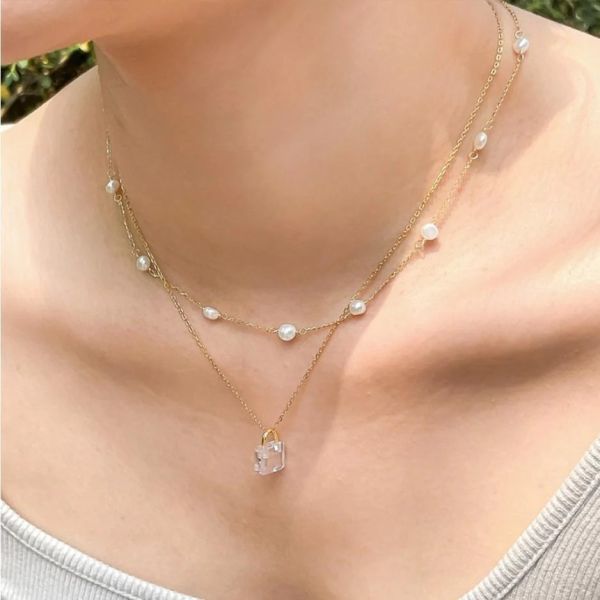 925純銀 淡水珍珠細款鎖骨鍊 