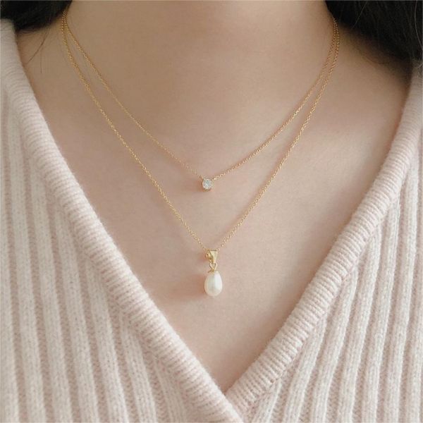 925純銀 四爪鋯石鑲嵌極細鎖骨鍊 