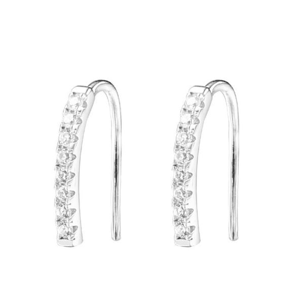 925純銀 極簡U型鋯石養耳耳環 