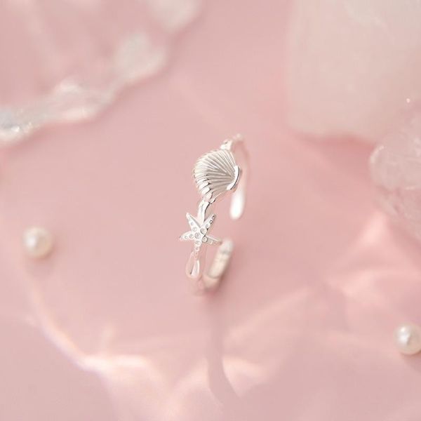 999足銀 海星貝殼鏤刻戒指 