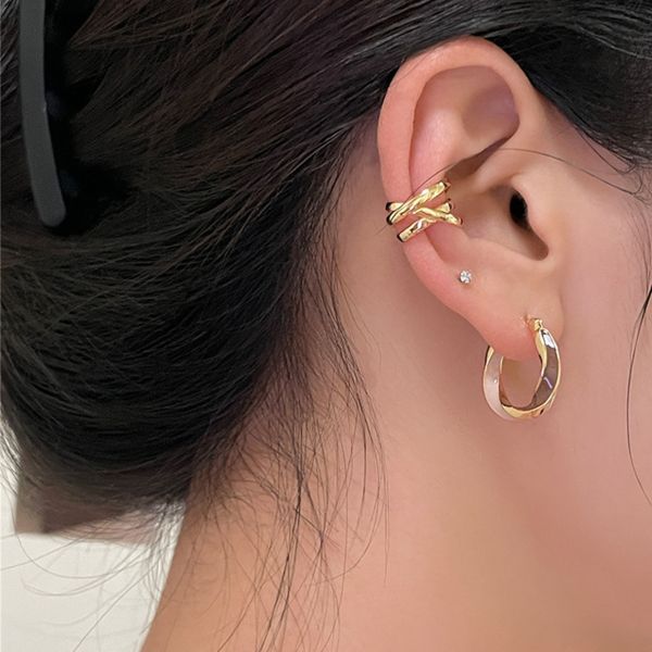 925銀針 美拉德色滴釉圓圈耳扣 