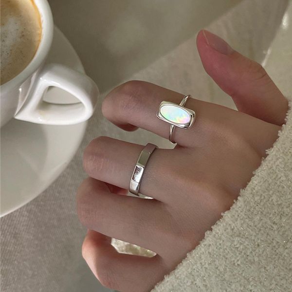 925純銀 經典長型貝殼戒指 