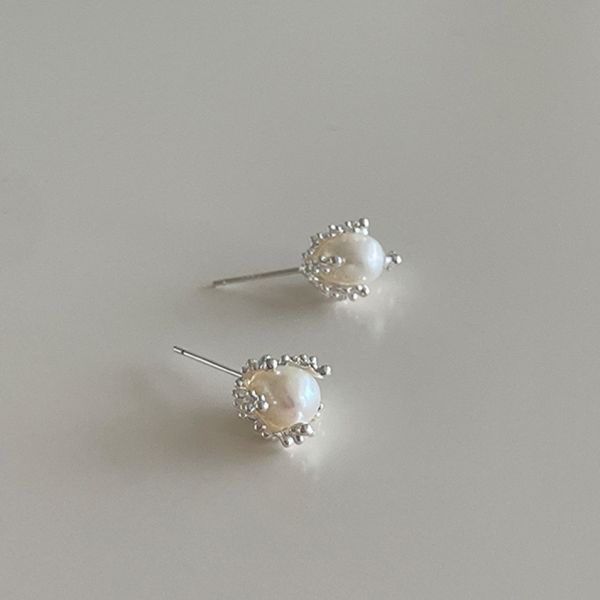 925銀針 法式巴洛克珍珠耳釘 