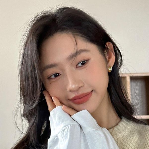 925銀針 八芒星鋯石愛心耳扣 