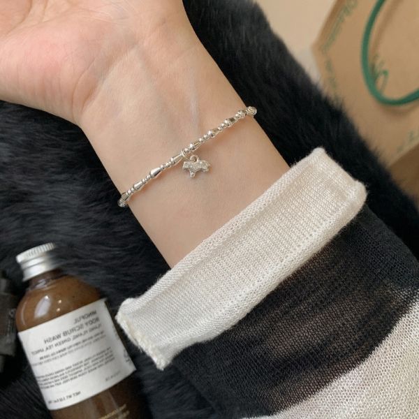 925純銀 素銀小馬好運手鍊 