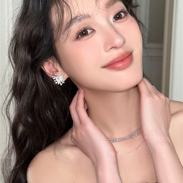 925銀針 不規則煙花珍珠造型耳環 