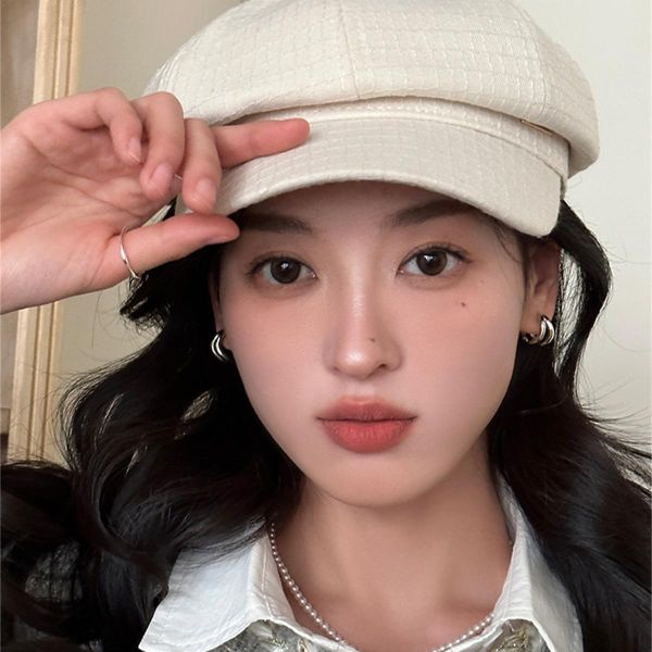 925銀針 雙層方圓線條耳扣 